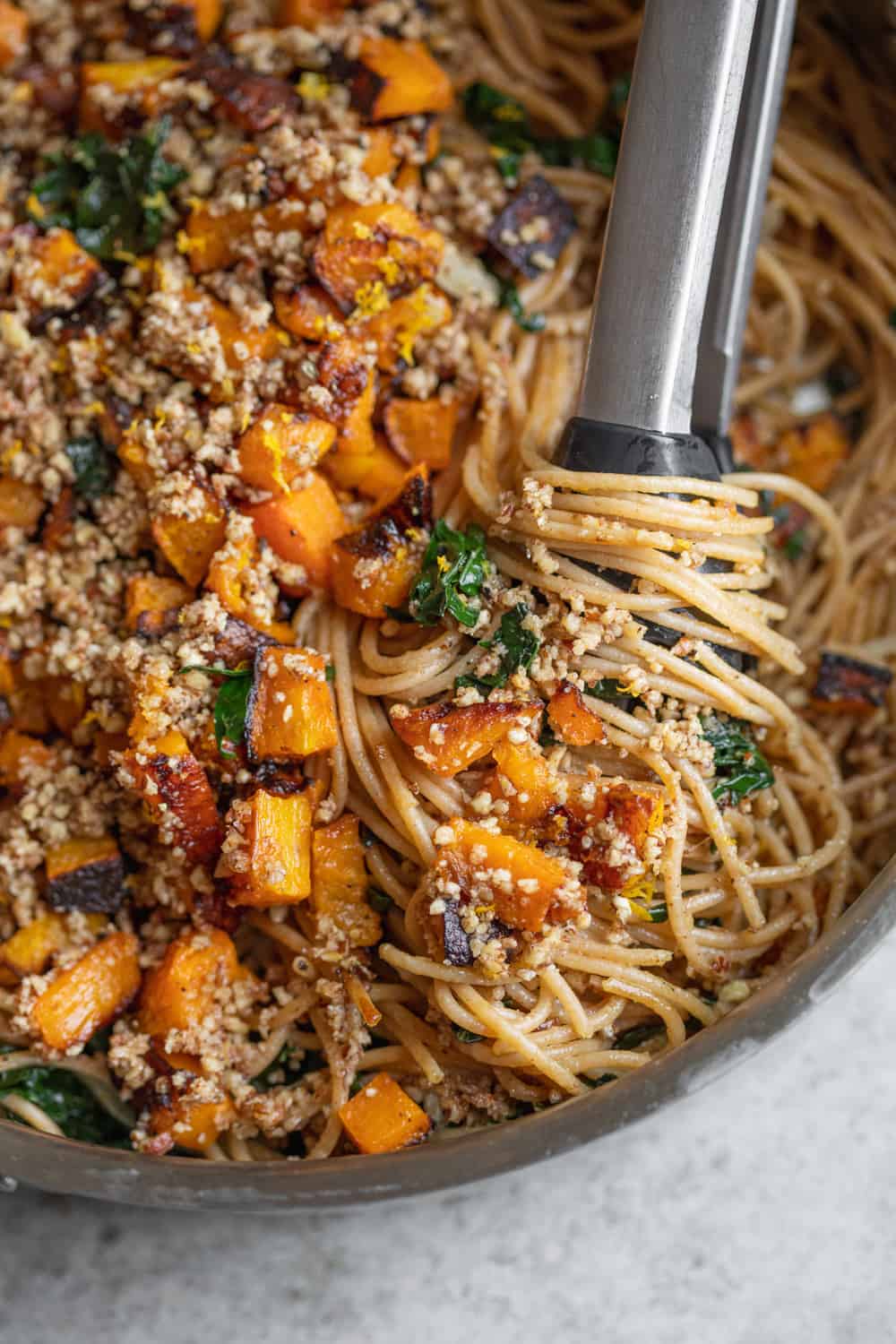 Pan Of Pasta With Kale And Butternut Squash