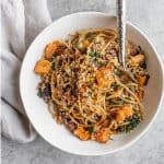 Kale Pasta with Butternut Squash and Pecan Parmesan