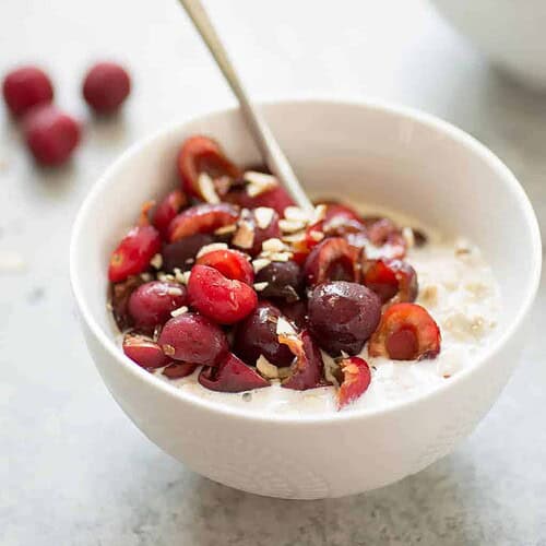 Lavender Cherry Overnight Oats 6 Lavender Cherry Overnight Oats! This Breakfast Is So Unique And Delicious, A Must-Try With Fresh Cherries. Homemade Cashew-Lavender Milk With Oats, Cherries And Almonds. Vegan And Gluten-Free | Www.delishknowledge.com