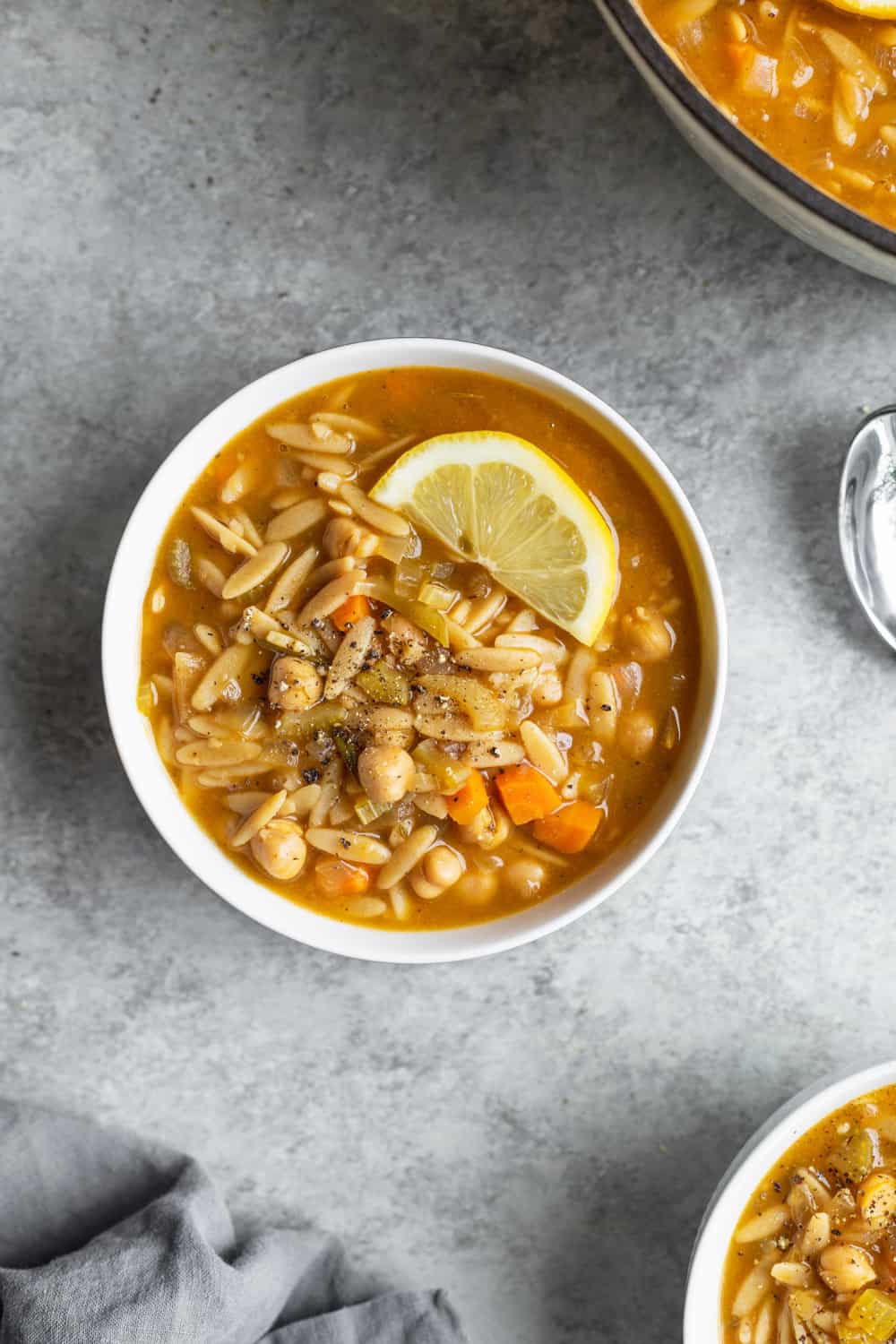 Bowl Of Lemon Chickpea Orzo Soup