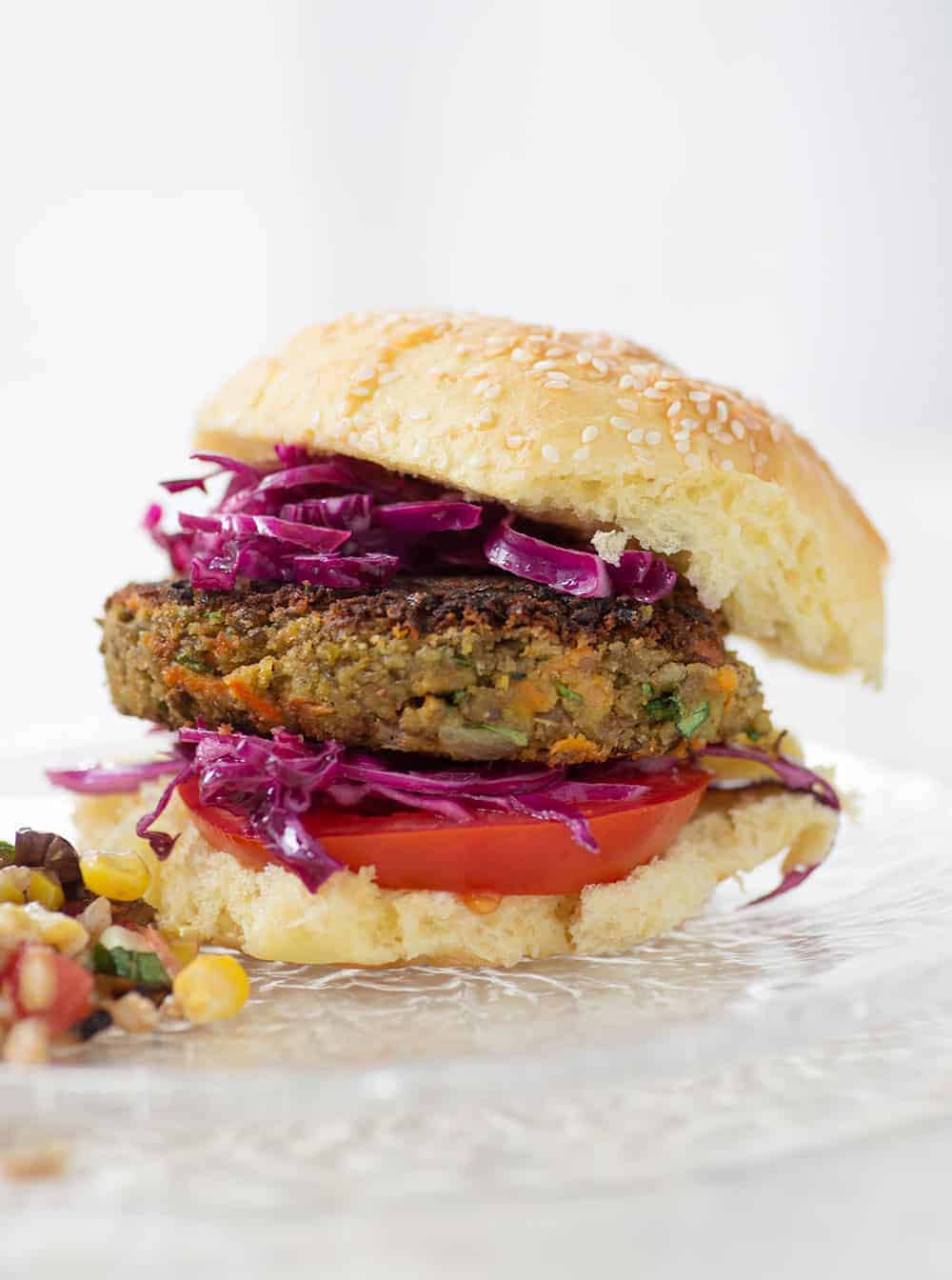 Vegan Tahini Lentil Veggie Burgers - Delish Knowledge