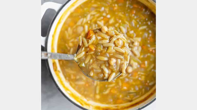 Vegan Lemon Chickpea Orzo Soup