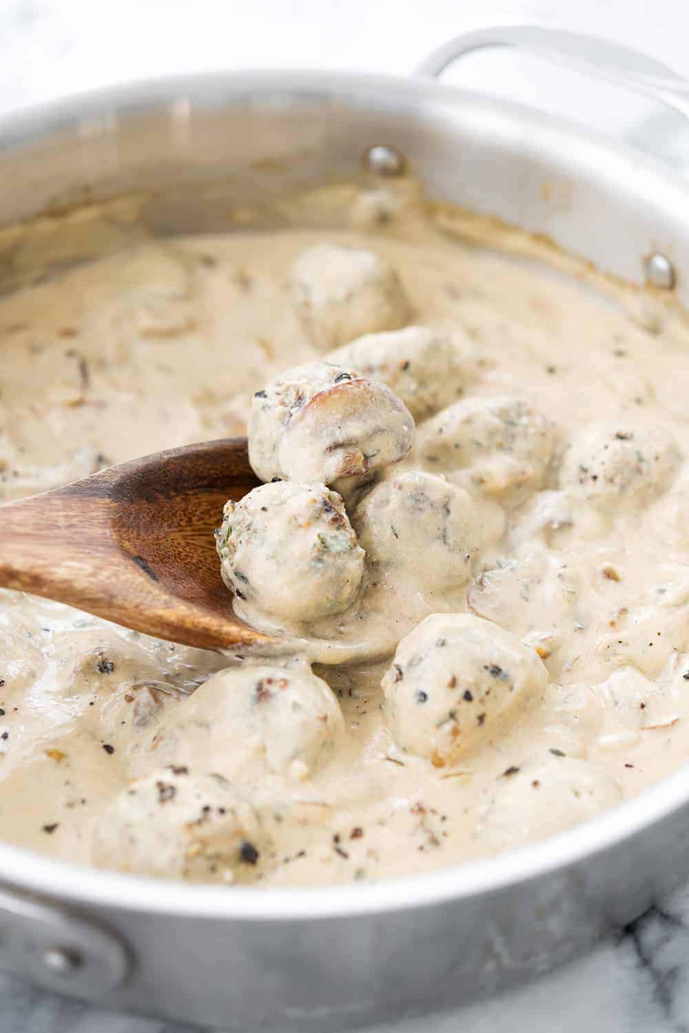 Meatballs In Mushroom Stroganoff Sauce 