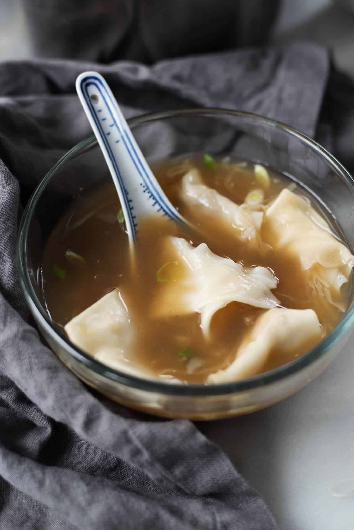 Mushroom Wonton Soup! Homemade Wontons With Mushrooms And Tofu Served In A Rich Mushroom Broth. A Vegetarian Must! (Easily Vegan) | Www.delishknowledge.com