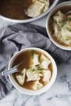 Mushroom Wonton Soup! Homemade wontons with mushrooms and tofu served in a rich mushroom broth. A vegetarian must! (Easily Vegan) | www.delishknowledge.com