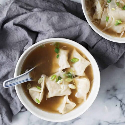 Mushroom Wonton Soup! Homemade Wontons With Mushrooms And Tofu Served In A Rich Mushroom Broth. A Vegetarian Must! (Easily Vegan) | Www.delishknowledge.com