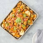 vegan lentil nachos with quick cheese sauce