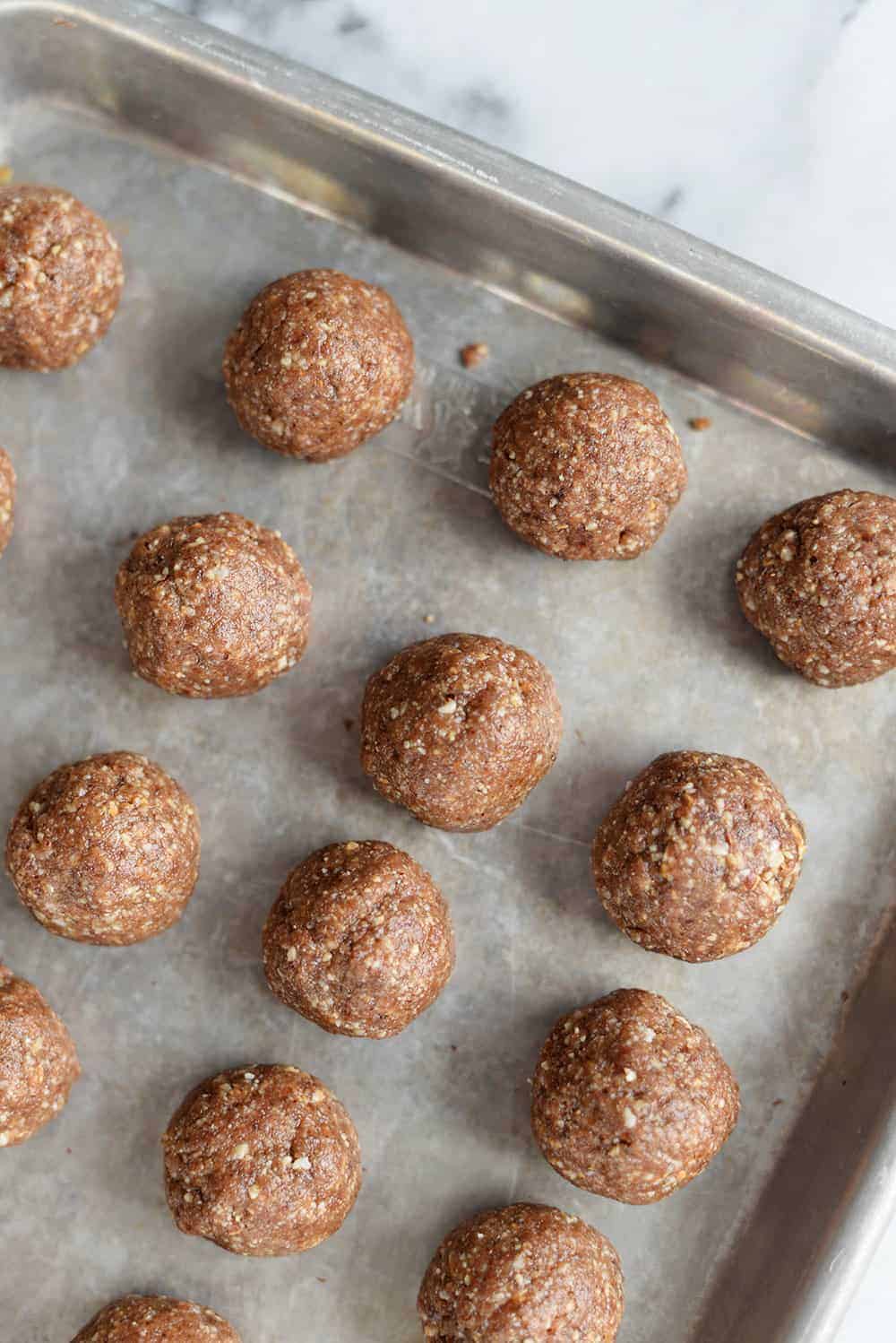 Nutella Energy Bites On A Baking Sheet