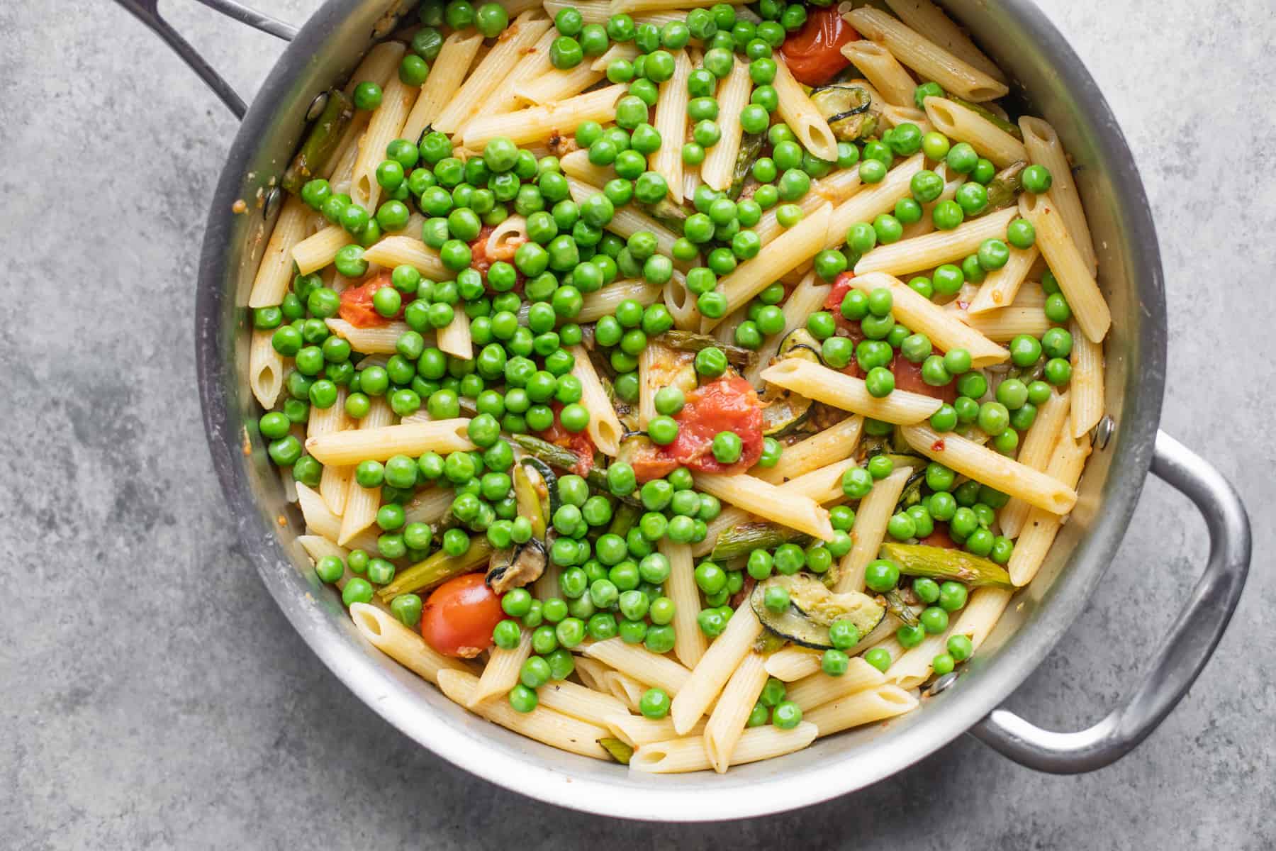 Pasta Primavera In A Saucepan