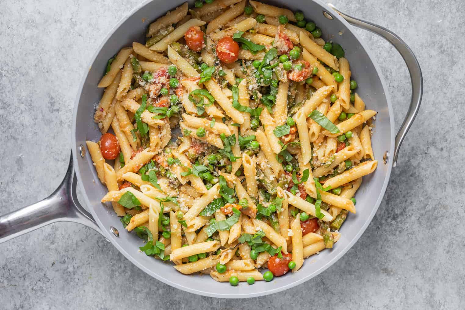 Pasta Primavera In A Saucepan