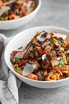 bowl with eggplant pasta