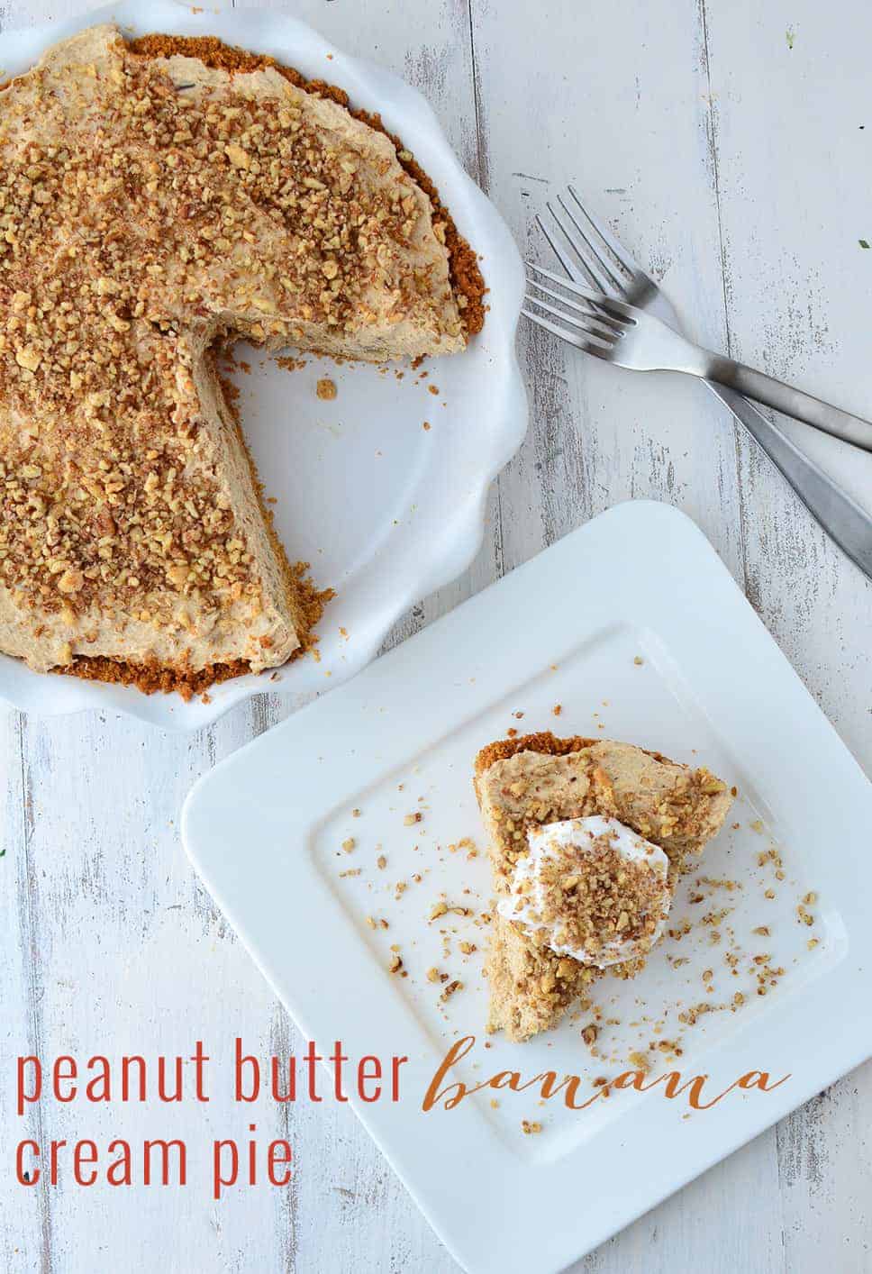 Peanut Butter Banana Cream Pie! Creamy, Fluffy Peanut Butter And Banana Filling Topped In A Graham Cracker Crust. #Dairy-Free &Amp; #Vegan | Www.delishknowledge.com