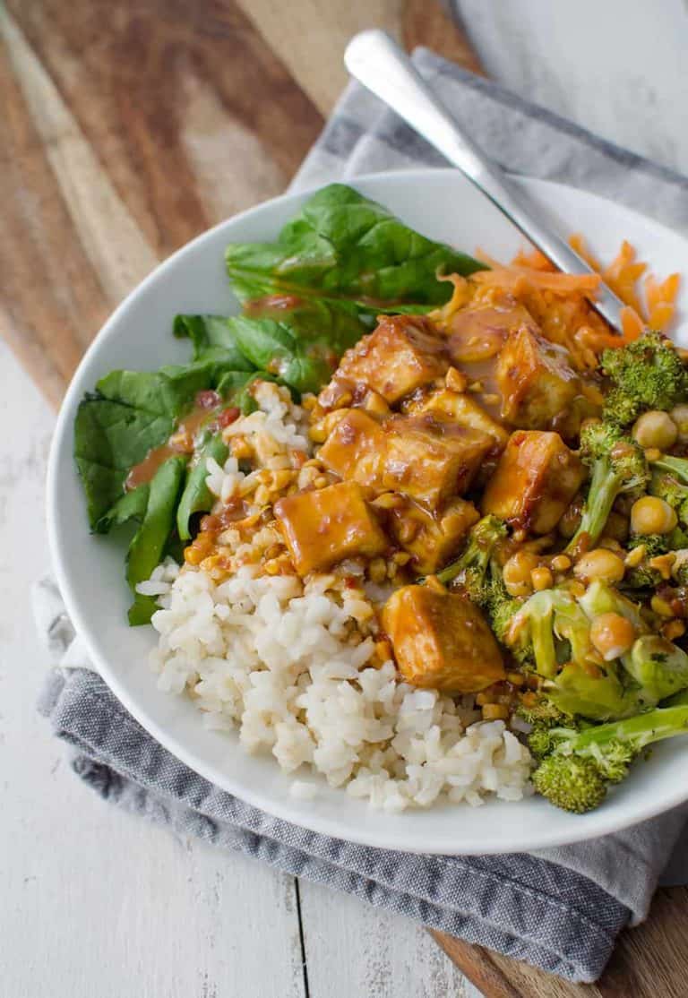 Peanut Tofu Buddha Bowl + Video - Delish Knowledge