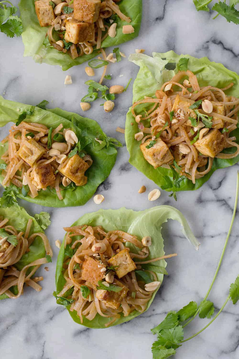 vegan peanut tofu lettuce wraps 