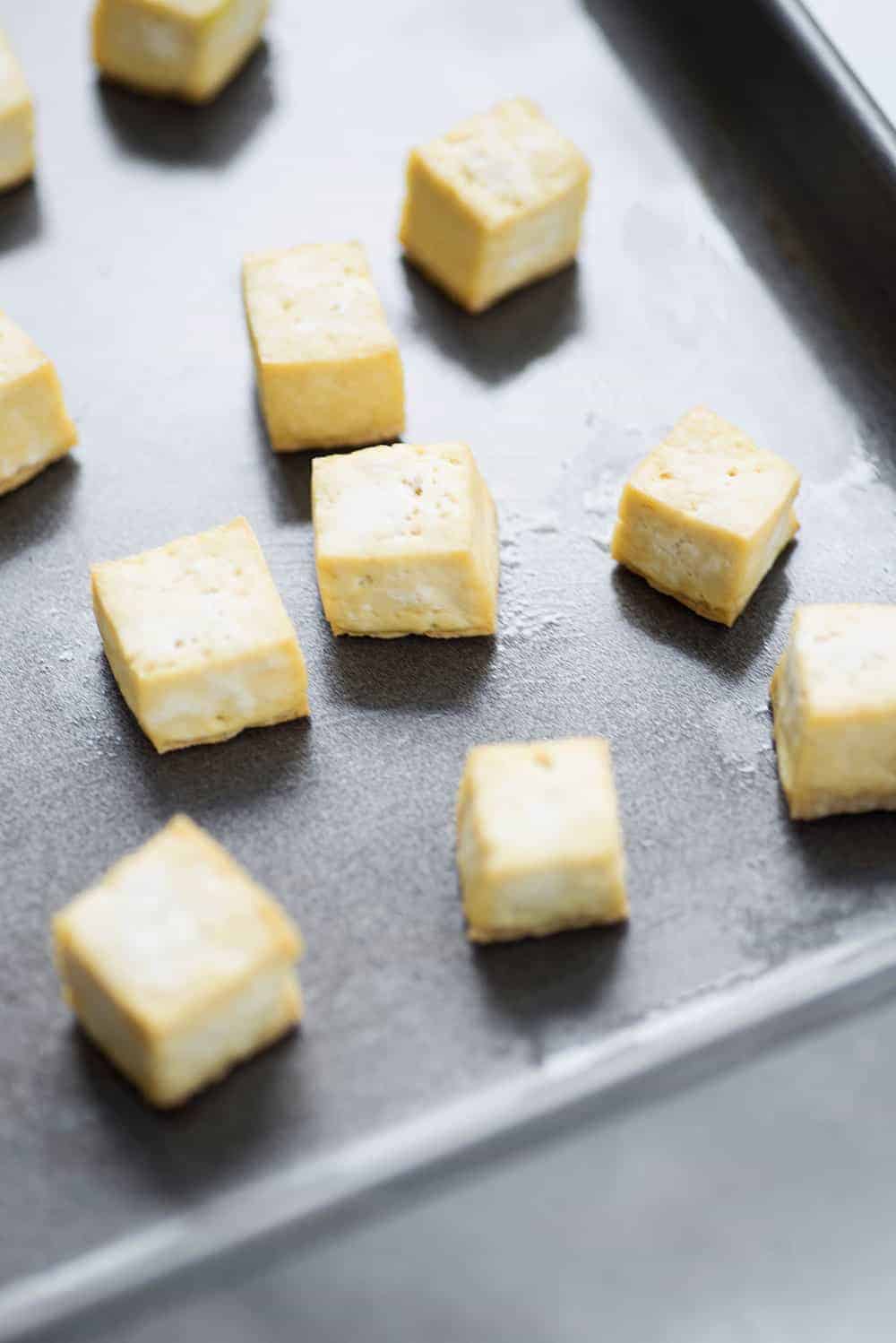 crispy baked tofu squares