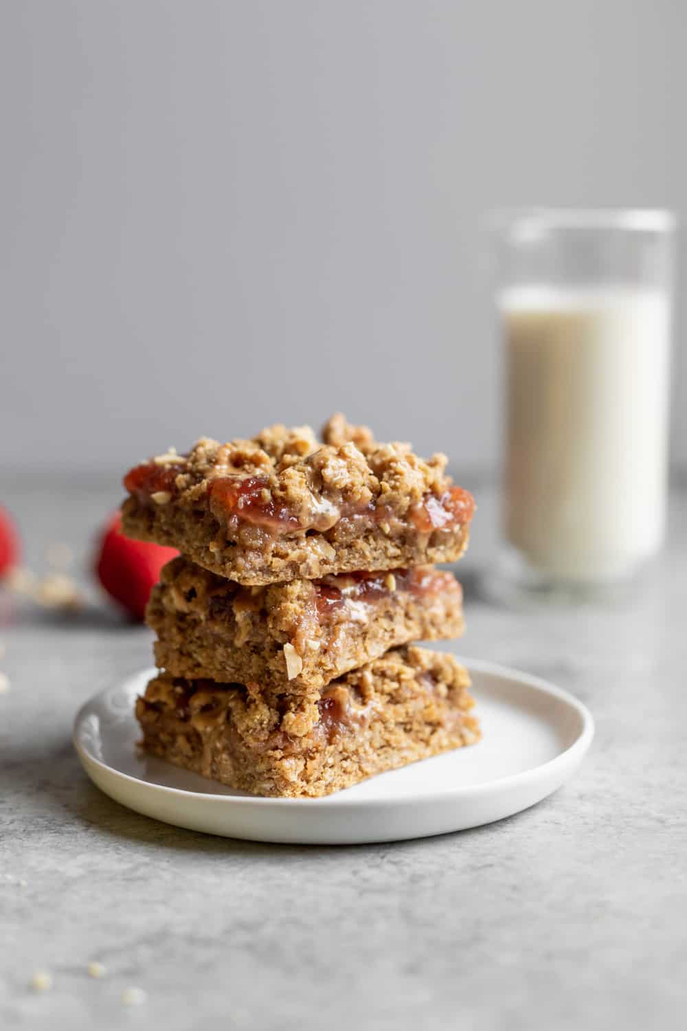 Vegan Peanut Butter And Jelly Bars With Milk