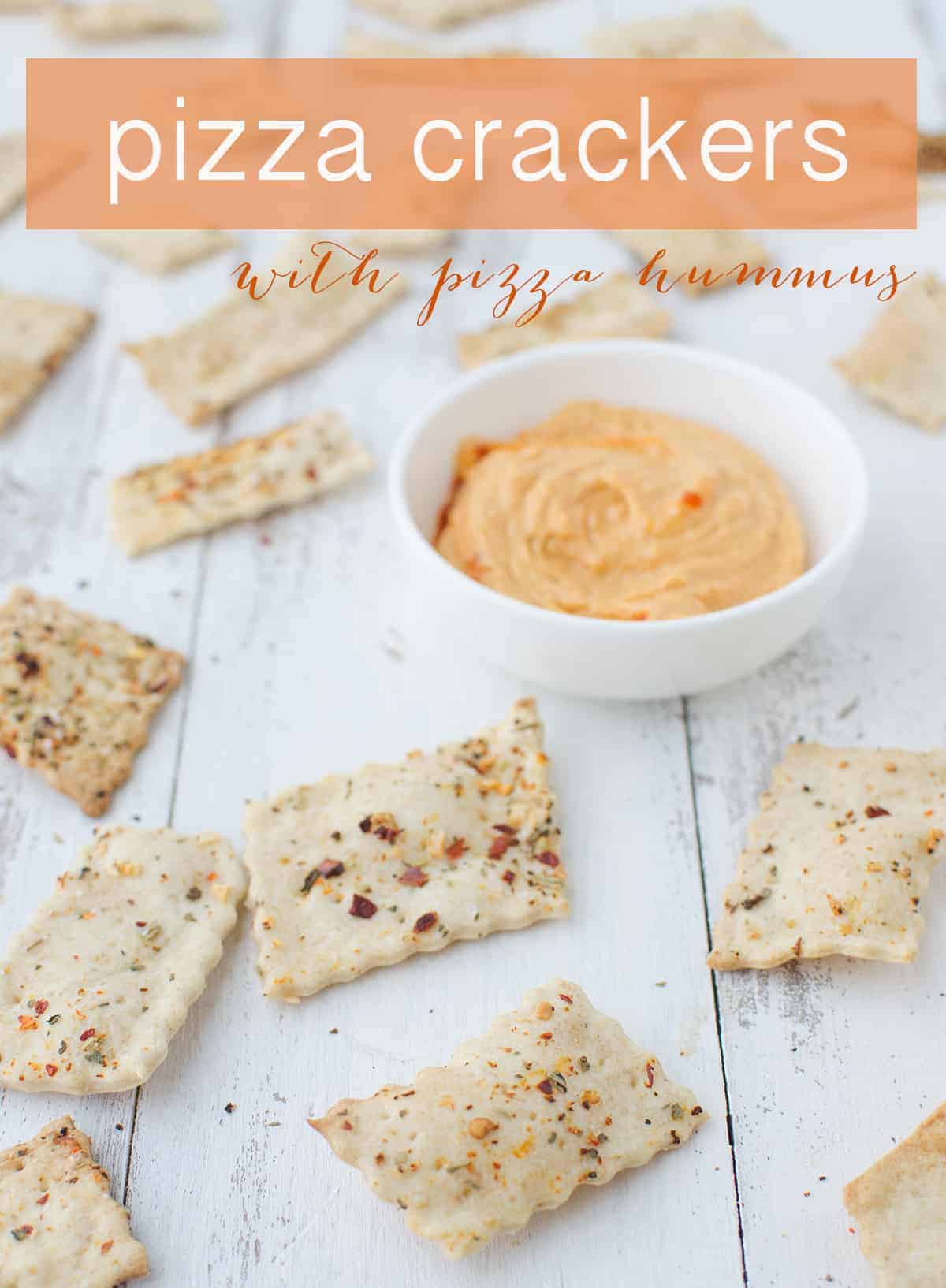 Pizza Crackers With Homemade Pizza Hummus! Ready In Just 30 Minutes! A Healthy Snack, Kid Approved! Vegan | Delishknowledge.com