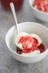 Fresh Plum Compote Dessert Sauce! You'll want this for topping yogurt, ice cream, waffles, pancakes and more. Just three ingredients. Fresh plums cooked with vanilla and a touch of sugar. Perfect for summer! | www.delishknowledge.com