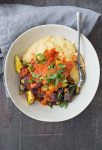 bowl of polenta with vegetables