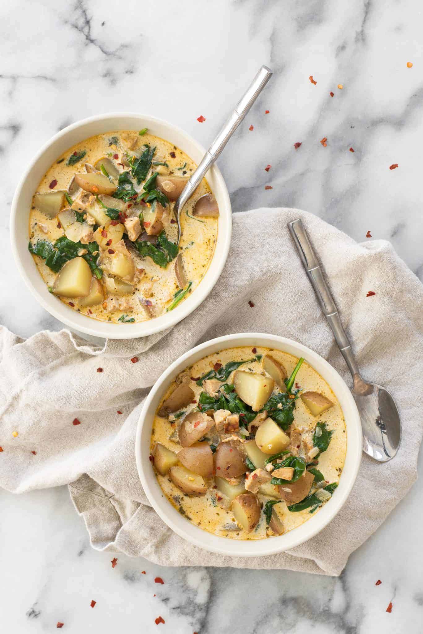 Potato, Spinach And Sausage Soup