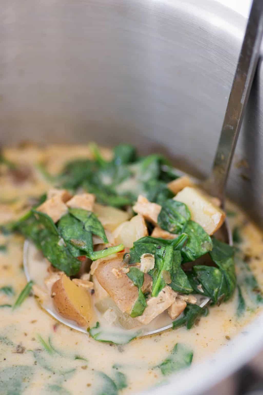 Potato, Spinach and Sausage Soup and Giveaway - Delish Knowledge