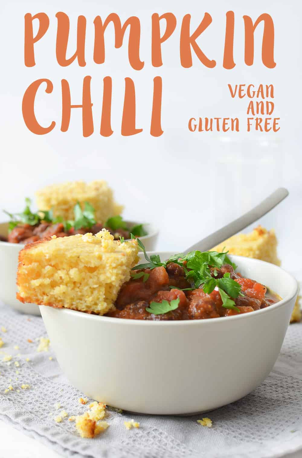 Vegan Pumpkin Chili! This spicy and savory stew is perfect for crisp evenings! Black beans and vegetables simmered in a rich pumpkin chili sauce. #Vegan & #Glutenfree | www.delishknowledge.com