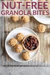 nut free granola bites with texts