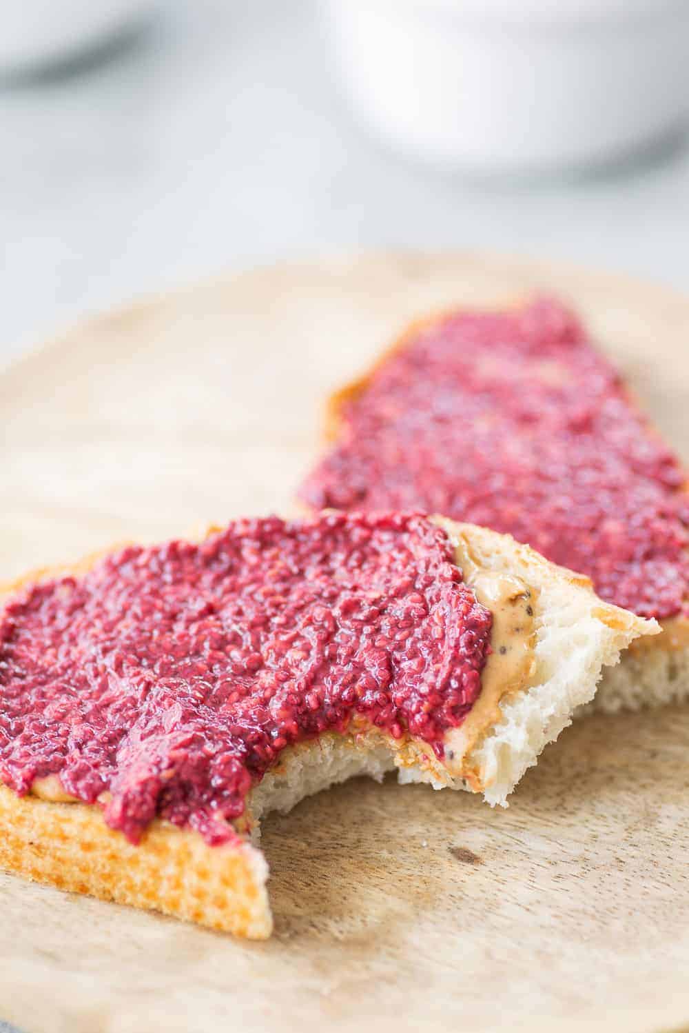 Toast With Frozen Raspberry Chia Seeds