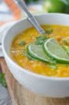 Red Lentil Curry Soup! Vegan, Gluten-Free and so delicious. You've gotta make this protein packed soup! | www.delishknowledge.com