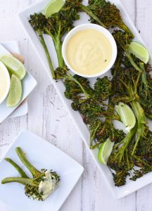 The Best Vegetable Side Dish Or Appetizer! Roasted Curry Broccoli Florets With A Curry Dipping Sauce! Vegan &Amp; Gluten Free | Www.delishknowledge.com