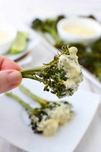 The Best Vegetable Side Dish Or Appetizer! Roasted Curry Broccoli Florets With A Curry Dipping Sauce! Vegan &Amp; Gluten Free | Www.delishknowledge.com