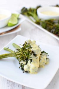The best vegetable side dish or appetizer! Roasted Curry Broccoli Florets with a curry dipping sauce! Vegan & Gluten Free | www.delishknowledge.com