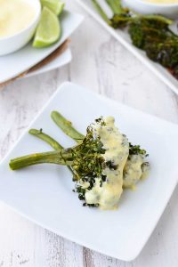 The best vegetable side dish or appetizer! Roasted Curry Broccoli Florets with a curry dipping sauce! Vegan & Gluten Free | www.delishknowledge.com