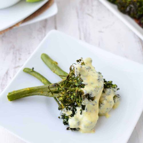 The Best Vegetable Side Dish Or Appetizer! Roasted Curry Broccoli Florets With A Curry Dipping Sauce! Vegan &Amp; Gluten Free | Www.delishknowledge.com