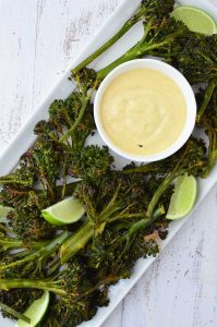 The Best Vegetable Side Dish Or Appetizer! Roasted Curry Broccoli Florets With A Curry Dipping Sauce! Vegan &Amp; Gluten Free | Www.delishknowledge.com