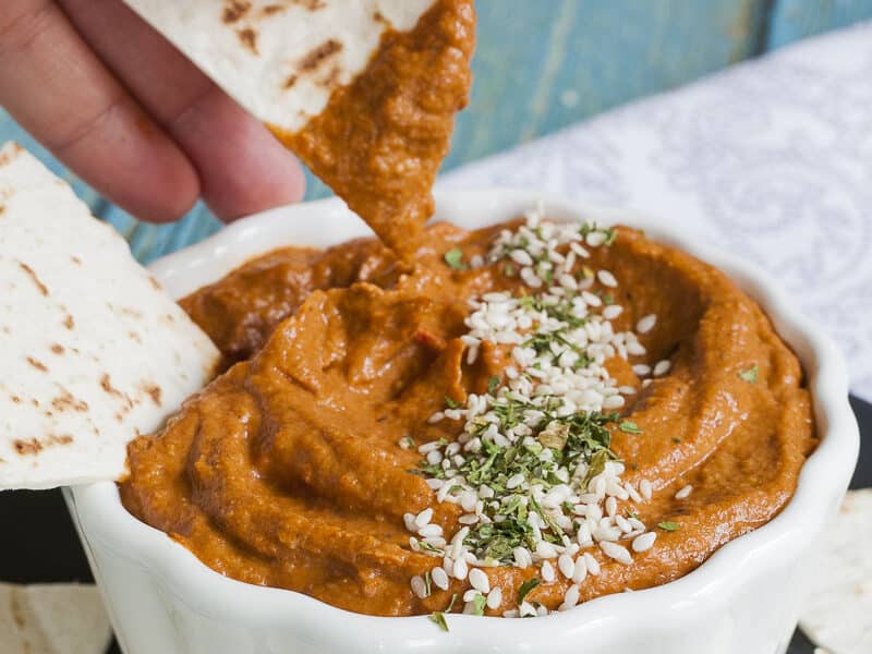 Smokey Roasted Eggplant Dip with Red Bell Pepper and Walnut
