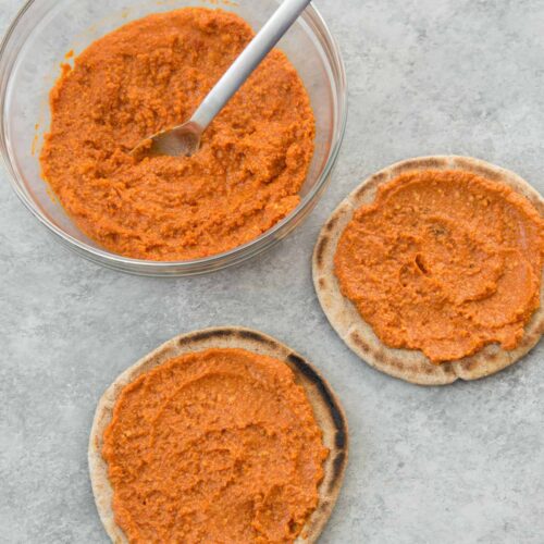 Spanish Romesco Sauce 11 Roasted Vegetable Pitas With Romesco Sauce! Everyone Loves These Healthy, Vegan Sandwiches. Homemade Romesco Sauce With Roasted Vegetables And Chickpeas. | Www.delishknowledge.com