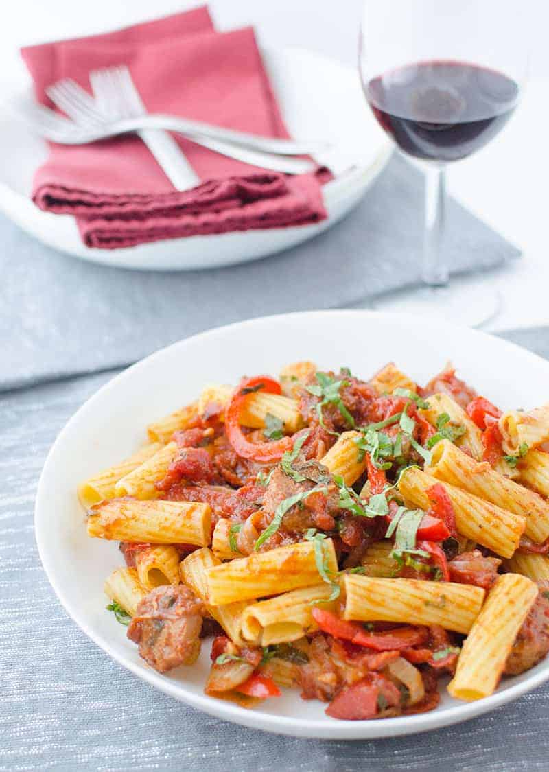 Rigatoni With Red Peppers Sausage Delish Knowledge