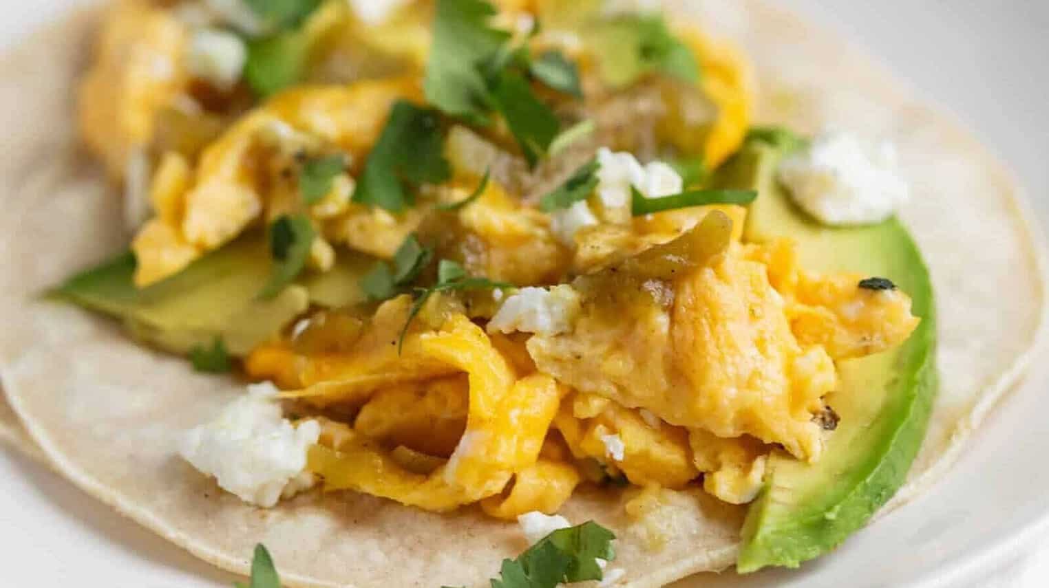 scrambled egg tacos with avocado