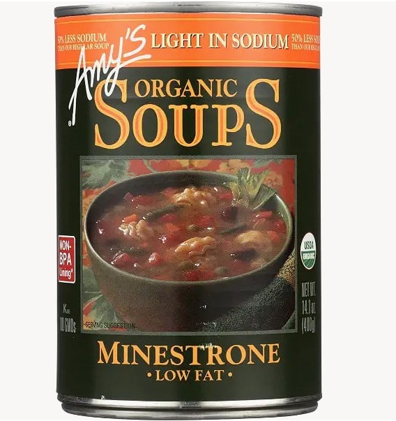 The 10 Healthiest Canned Soups 4 A Can Of Amy’s Organic Soups, Minestrone Low Fat, Light In Sodium. This 14.1 Oz Can Is Organic Certified And Features A Bowl Of Veggies And Pasta—One Of The Healthiest Canned Soup Options Available.