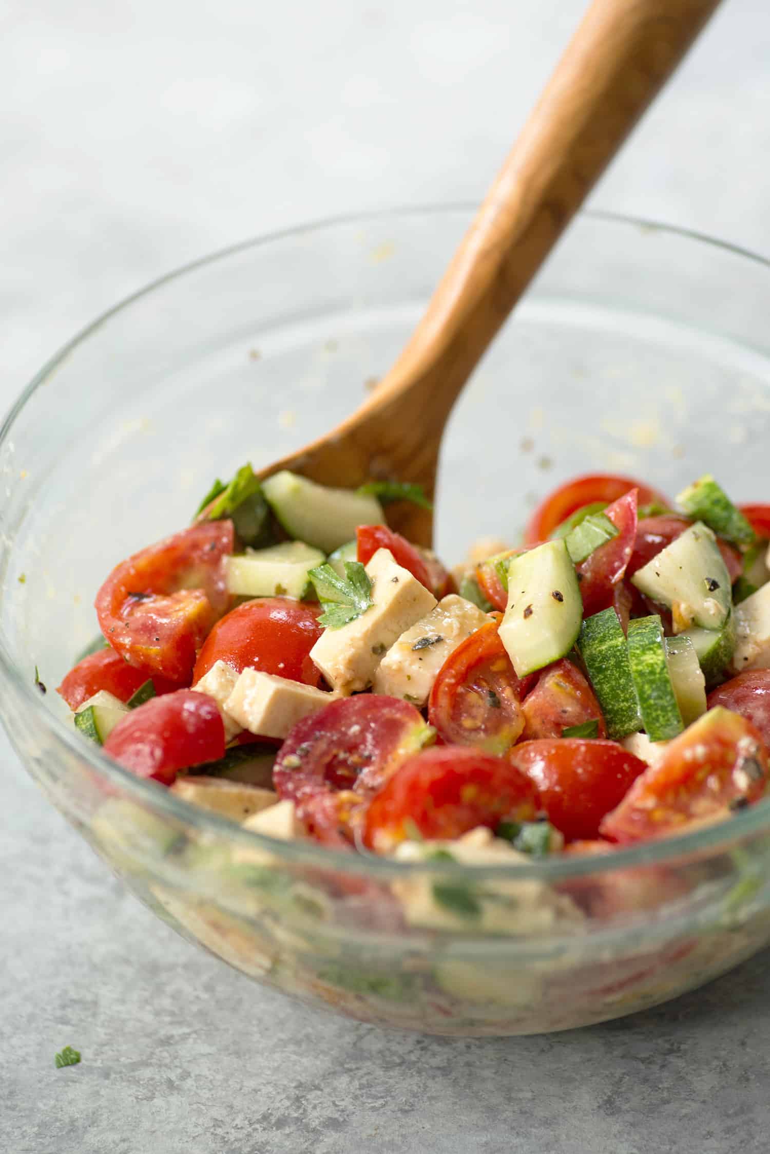 Simple Tomato and Tofu Vegan Feta Salad 4 Double Or Triple The Recipe To Have A Delicious Salad On-Hand For Any Occasion