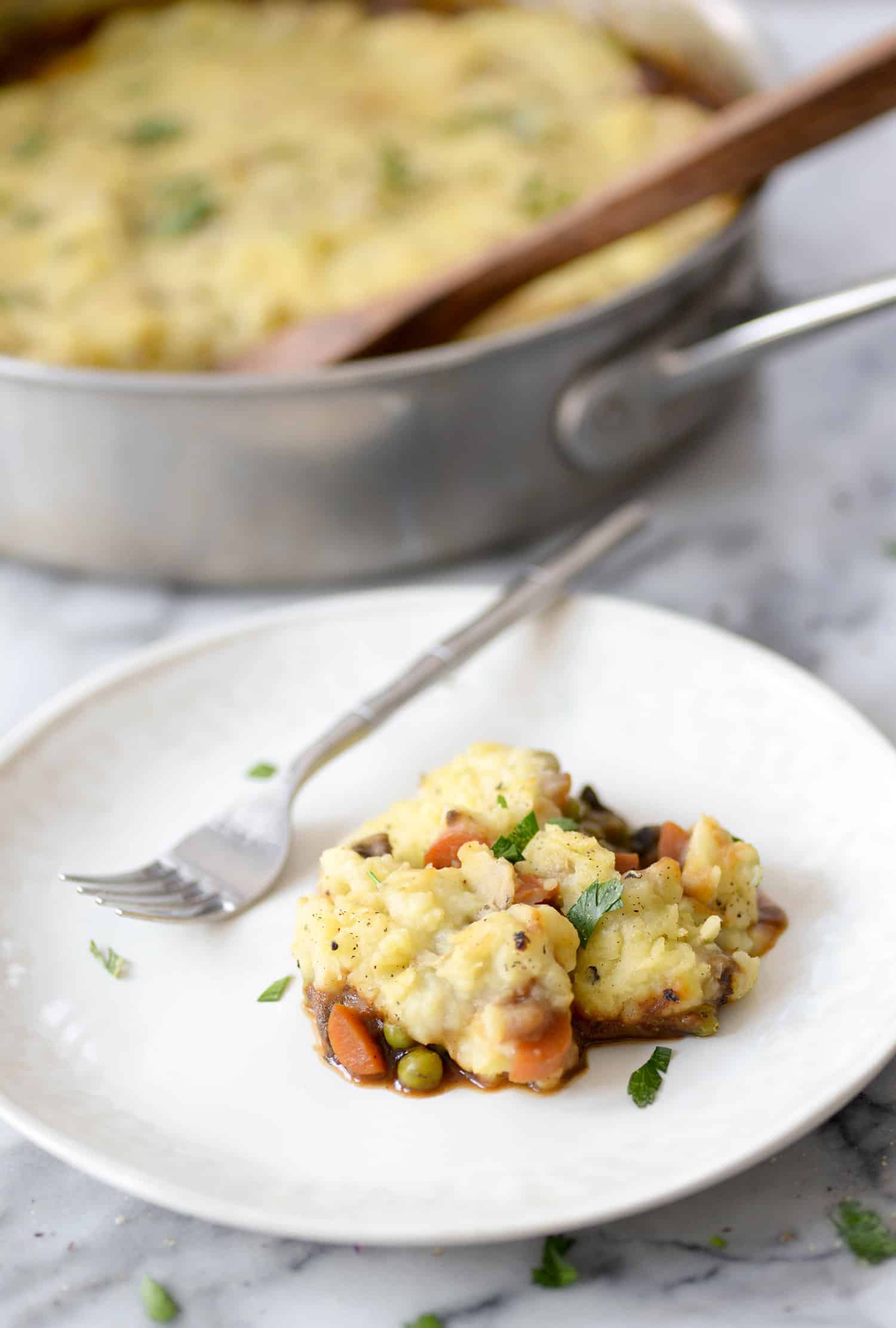 Vegan Skillet Shepherd's Pie 2 Vegan Skillet Shepherd'S Pie! Have Leftover Mashed Potatoes? Make This Recipe! Stove-Top Stew Of Vegetables And Mushrooms Covered In Mashed Potatoes. A Perfect Vegan And Gluten-Free Comfort Dinner. | Www.delishknowledge.com
