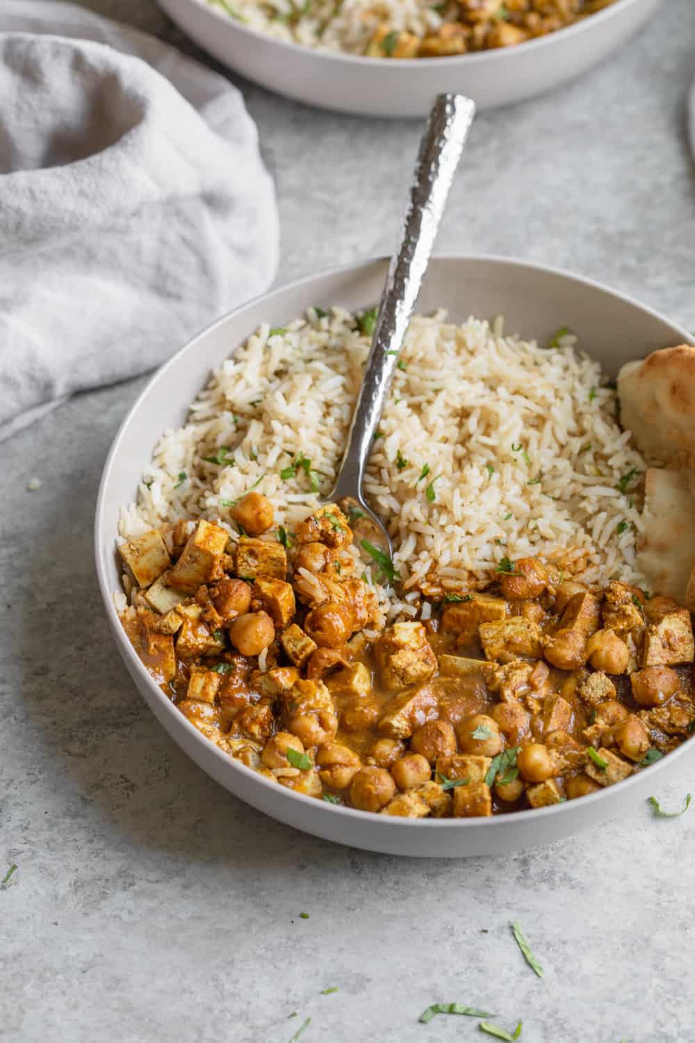 Indian Butter Chickpeas With Rice And Naan