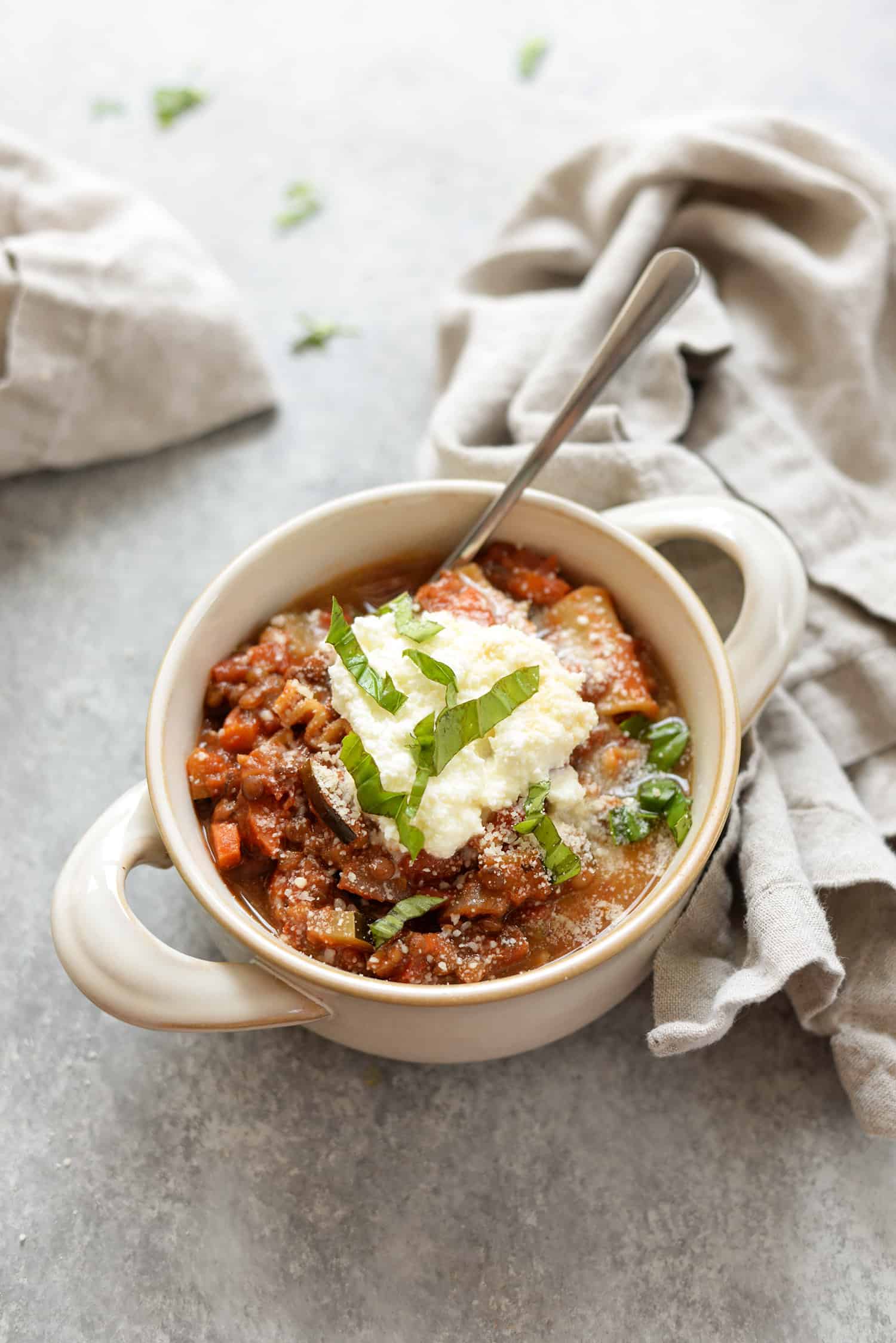 Slow Cooker Lentil Lasagna Soup 2 Lentil Lasagna Soup Ready To Serve