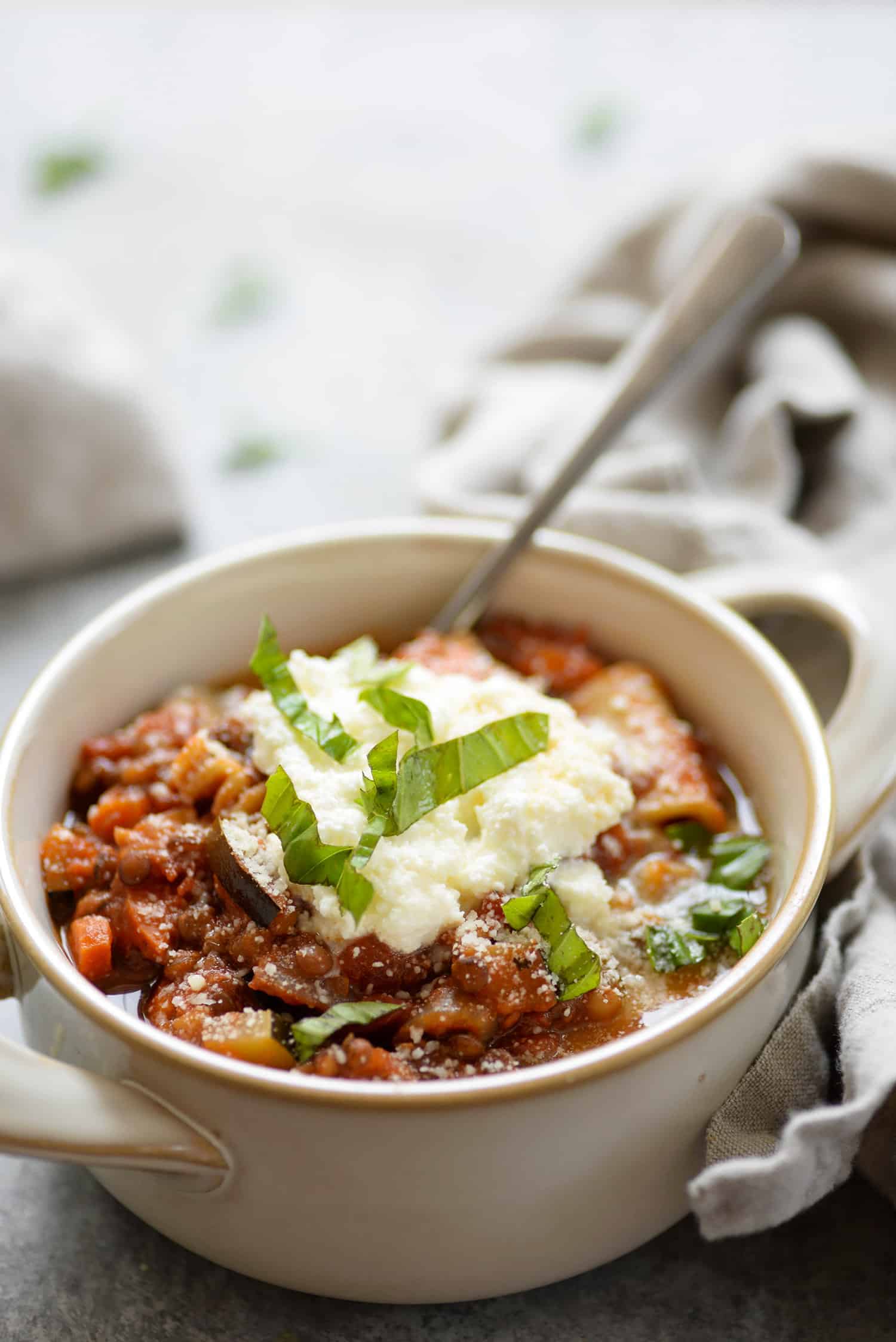 Slow Cooker Lentil Lasagna Soup 3 Serve With Your Favourite Toppings And Fresh Herbs