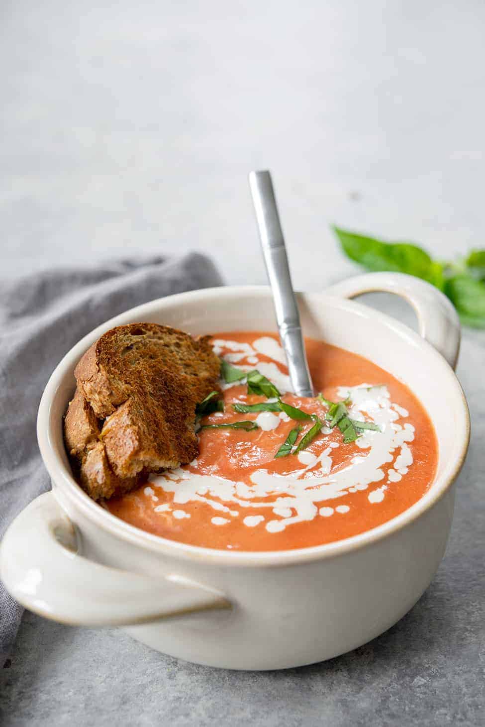 Creamy Tomato Soup Creamy Vegan Slow Cooker Tomato Soup In White Bowl