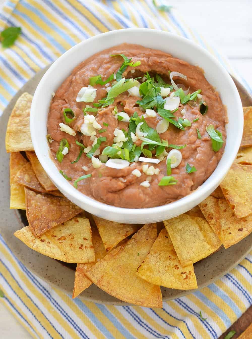 Spicy Bean Dip with Homemade Tortilla Chips4 Delish Knowledge