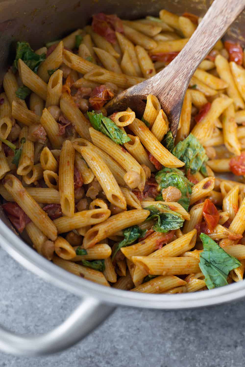 Spicy Tomato Penne Pasta 5 Pot Of Vegan Penne Pasta With Basil And Slow Roasted Tomatoes