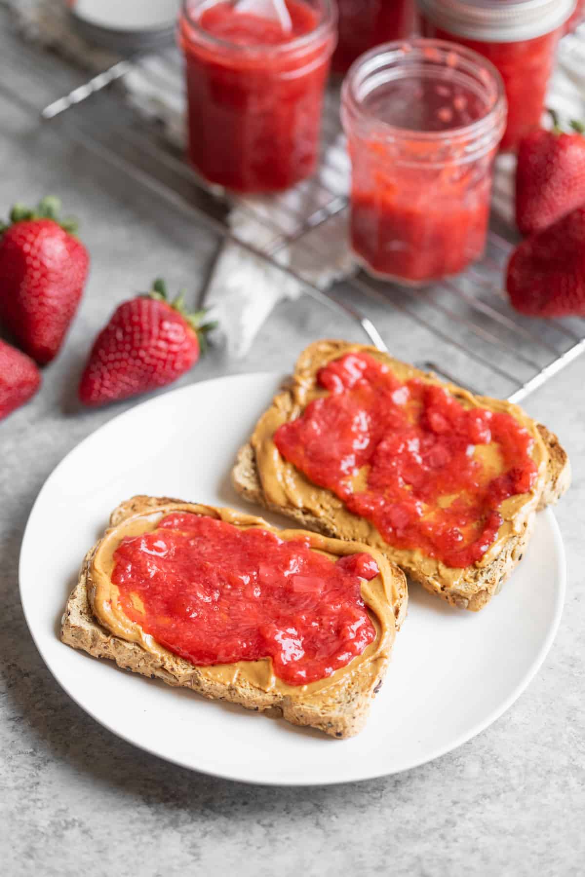 Low Sugar Strawberry Jam On Toast