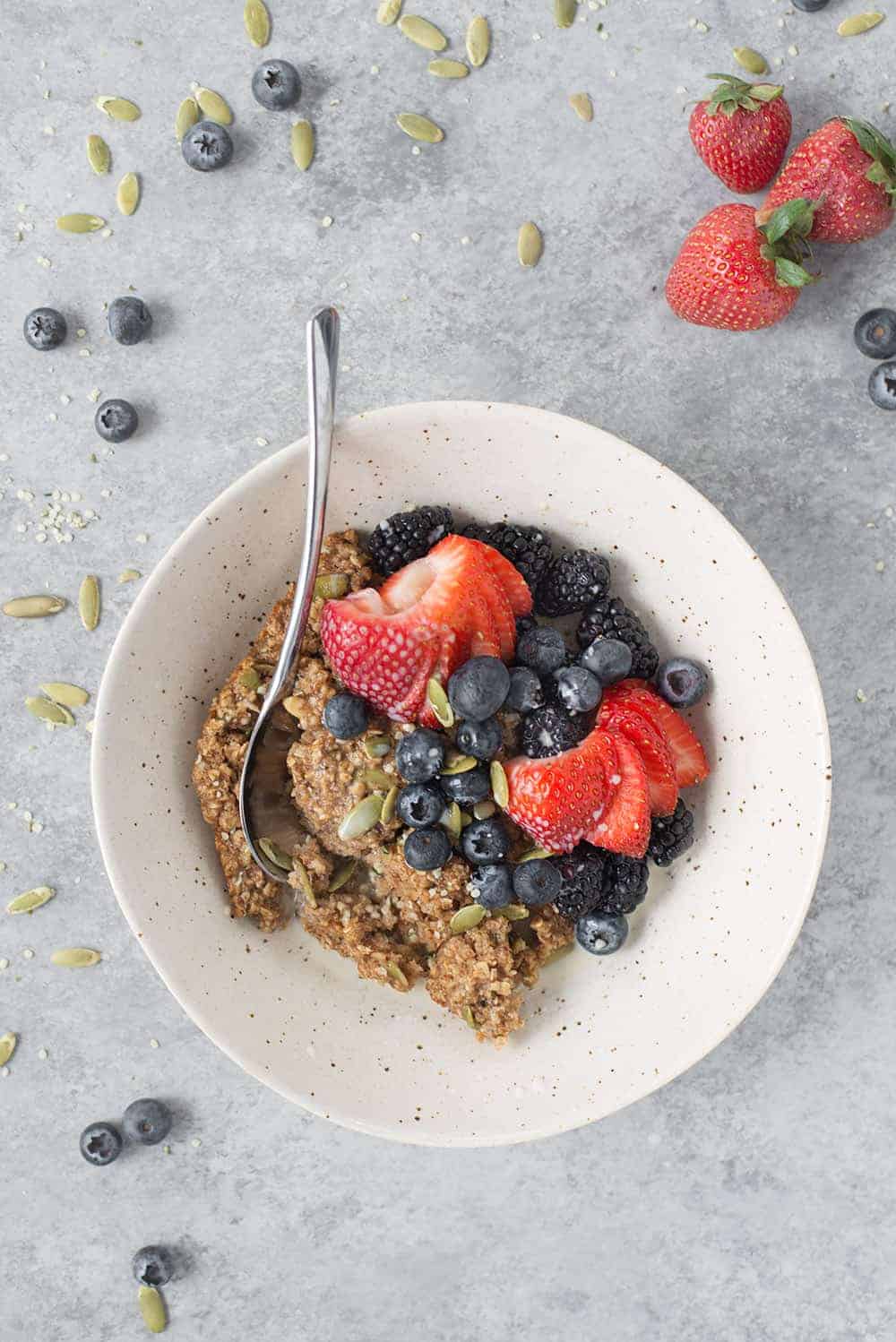 bowl of vegan baked oatmeal 